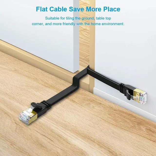 Alt view image 4 of 7 - CAT 8 Ethernet Cable 6ft 3 Pack Flat CAT8 Cord Faster Than CAT7/CAT6/CAT5e High Speed 40Gbps 2000MHz SFTP Network LAN Cable with Gold Plated RJ45 for Gaming Router Modem (6ft/3 Pack/Black)