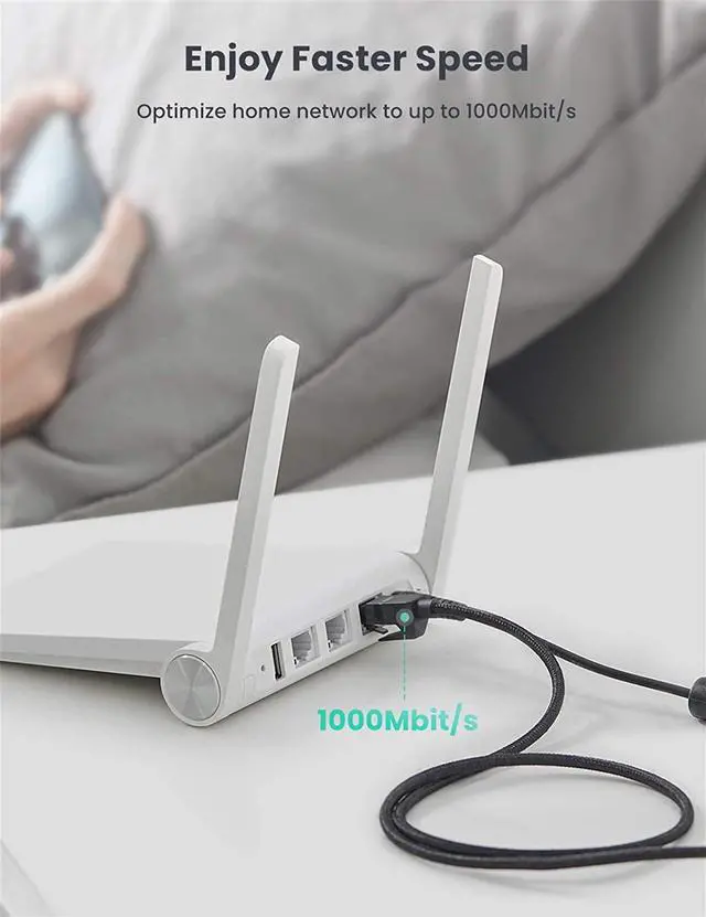 Alt view image 9 of 14 - UGREEN Cat 6 Ethernet Cable Braided Cat6 Gigabit High Speed 1000Mbps Internet Cable RJ45 Shielded Network LAN Cord Compatible for PC PS5 PS4 PS3 Xbox Smart TV Router 10FT