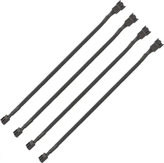Main image of PWM Fan Extension Cable - 10.5 inch PC Fan Extension Cable, Durable, Black Braided Nylon Case Fan Extension Cable (4 Pack)