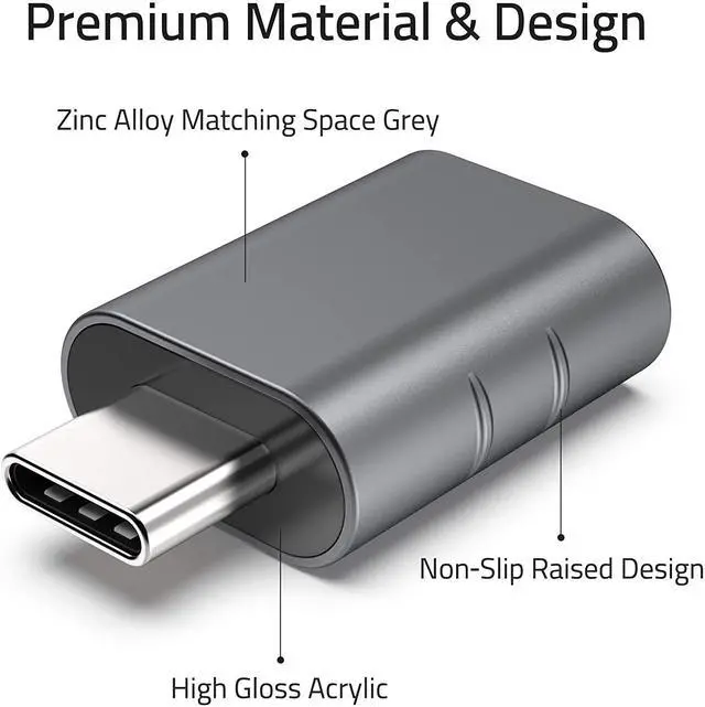 Alt view image 3 of 6 - Syntech USB C to USB Adapter (2 Pack) Thunderbolt 3 to USB 3.0 Adapter Compatible with MacBook Pro 2019 and Before MacBook Air 2020 Dell XPS and More Type C Devices Space Grey