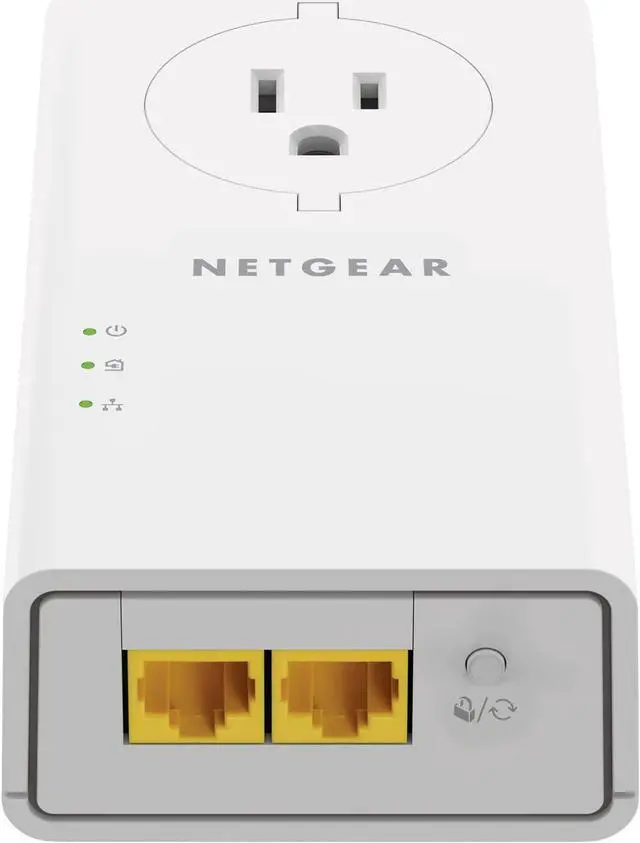 Alt view image 3 of 6 - Powerline Adapter Kit 2000 Mbps Wall-Plug 2 Gigabit Ethernet Ports with Passthrough + Extra Outlet (PLP2000-100PAS)