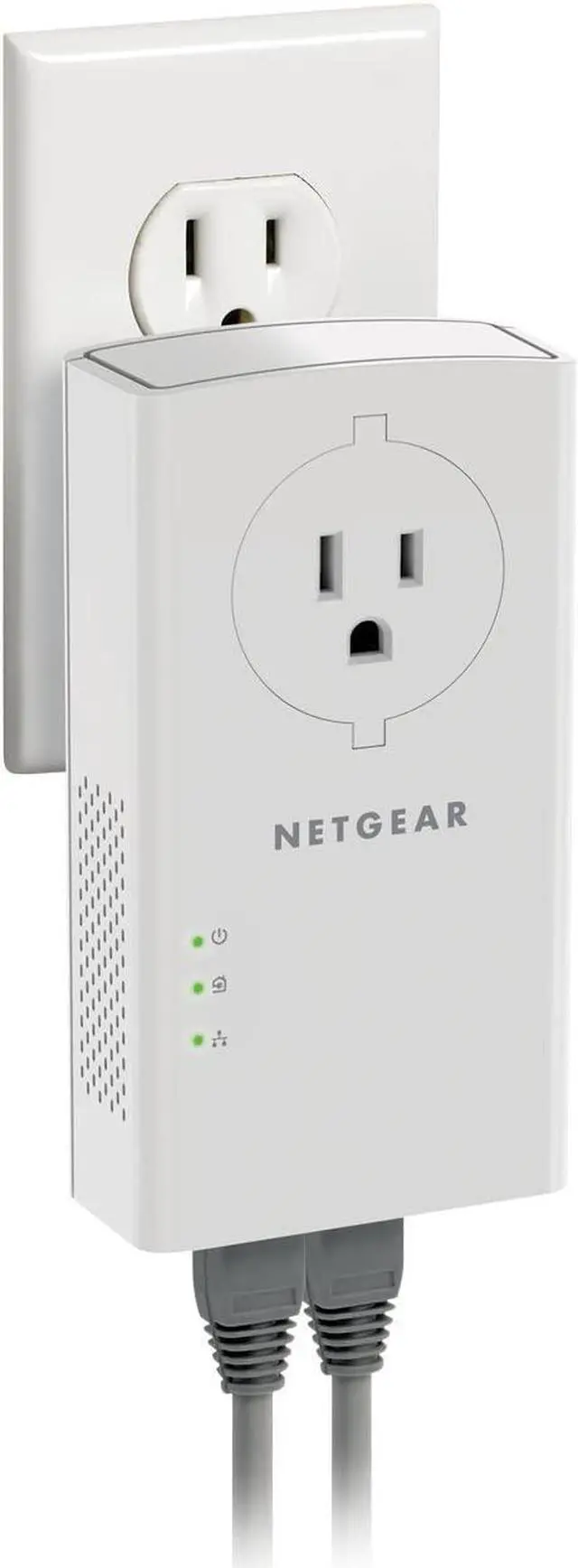 Alt view image 6 of 6 - Powerline Adapter Kit 2000 Mbps Wall-Plug 2 Gigabit Ethernet Ports with Passthrough + Extra Outlet (PLP2000-100PAS)
