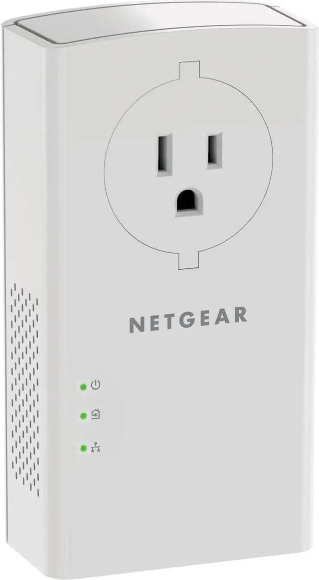 Alt view image 4 of 6 - Powerline Adapter Kit 2000 Mbps Wall-Plug 2 Gigabit Ethernet Ports with Passthrough + Extra Outlet (PLP2000-100PAS)