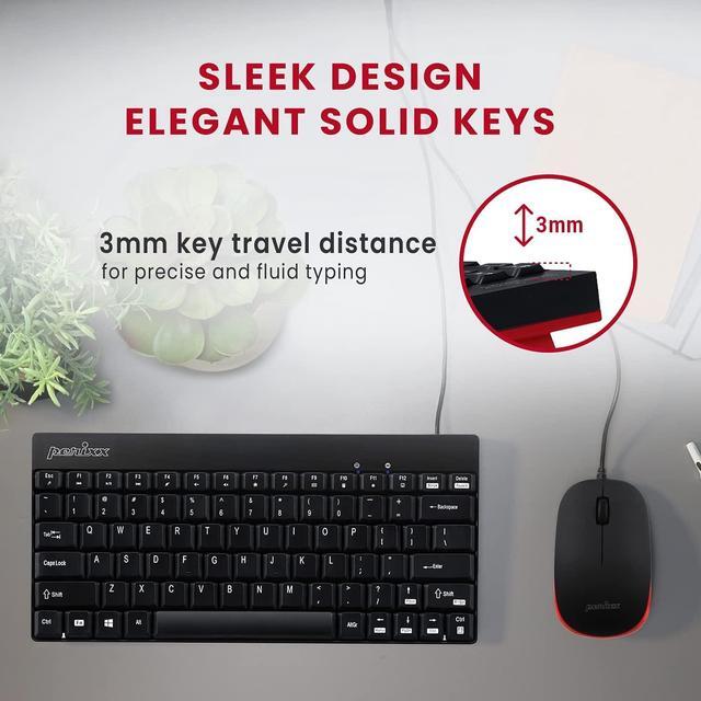 Alt view image 6 of 7 - Perixx Periduo-212 Wired Mini Keyboard and Mouse Set, USB Connection, Black, US English Layout (11486)