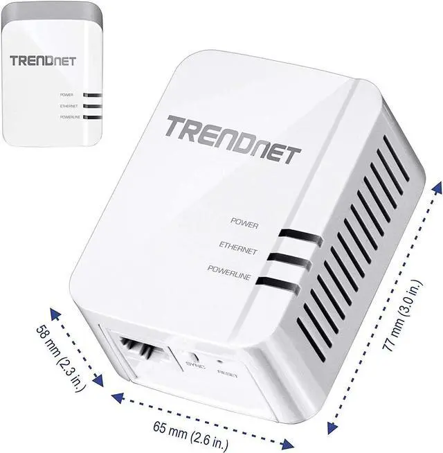 Alt view image 5 of 7 - TRENDnet Powerline 1300 AV2 Adapter Kit, Includes 2 x TPL-422E Powerline Ethernet Adapters, IEEE 1905.1 & IEEE 1901, Gigabit Port, Range Up to 300m (984 ft), Simple Installation, White, TPL-422E2K
