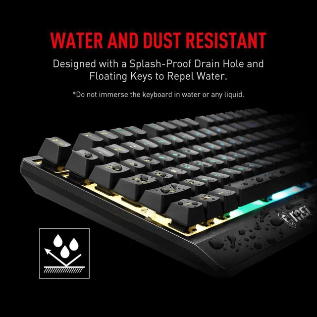 Alt view image 3 of 5 - Vigor GK30 RGB Gaming Keyboard Mechanical-Like Plunger Switches, 6-Zone RGB Lighting, Water Repellent & Splash-Proof