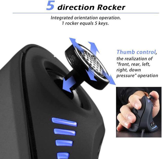 Alt view image 2 of 7 - zelotes Wired Gaming Mouse with Joystick,10000DPI,11 Programmable Buttons,Vertical Ergonomic Mouse,USB Optical Computer Mouse,PC Gaming Mouse for Laptop,PC,Black