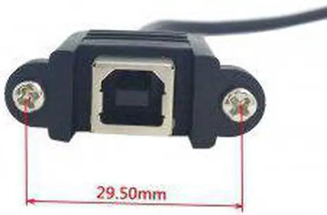 Alt view image 6 of 7 - CY USB 2.0 Type B Male to Type B Female Extension Cable with Screws for Panel Mount 50cm 90 Degree Left Angled