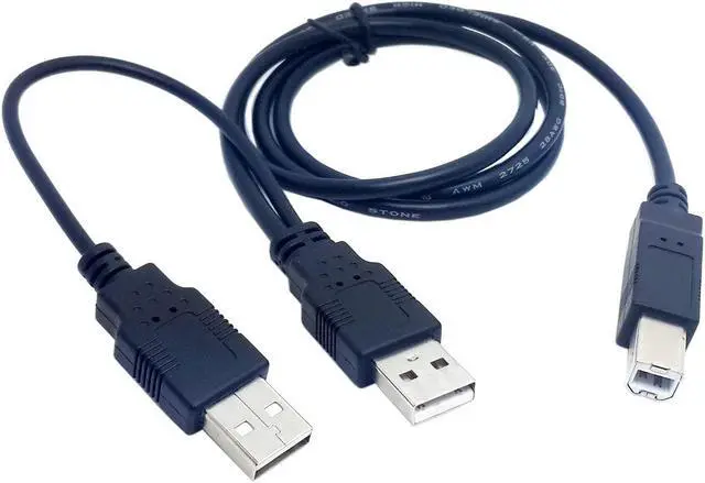 Alt view image 6 of 6 - 80cm Dual USB 2.0 Male to Standard B Male Y Cable for Printer & Scanner & External Hard Disk Drive