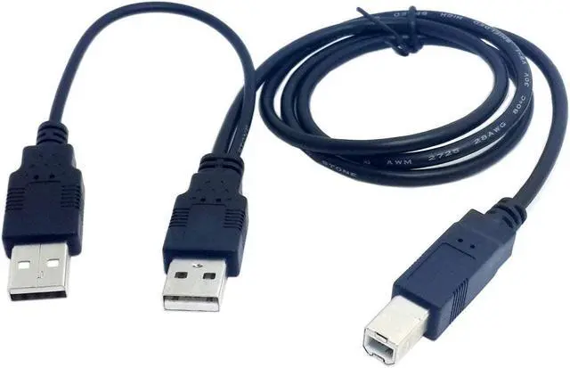 Alt view image 3 of 6 - 80cm Dual USB 2.0 Male to Standard B Male Y Cable for Printer & Scanner & External Hard Disk Drive