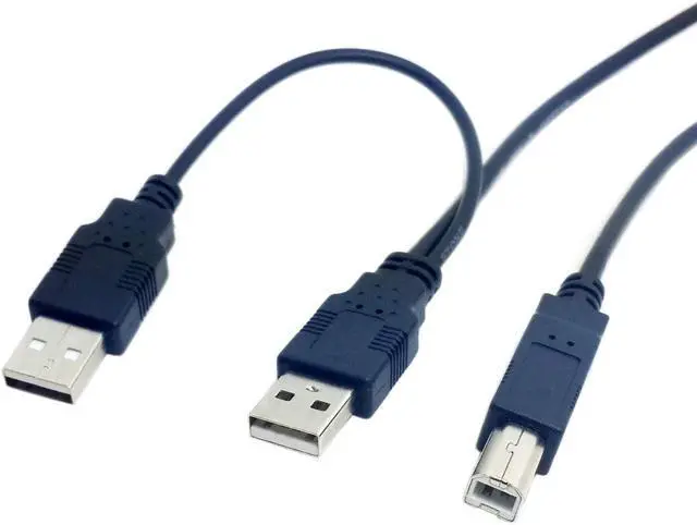 Alt view image 4 of 6 - 80cm Dual USB 2.0 Male to Standard B Male Y Cable for Printer & Scanner & External Hard Disk Drive