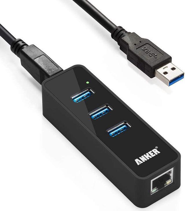 Anker 3-Port USB 3.0 HUB with 10/100/1000 Gigabit Ethernet Converter (3 USB 3.0 Ports, A RJ45 Gigabit Ethernet Port, Support Windows XP, Vista, Win7/8 (32/64 bit), Mac OS 10.6 and Above, Black Hubs - Newegg.com