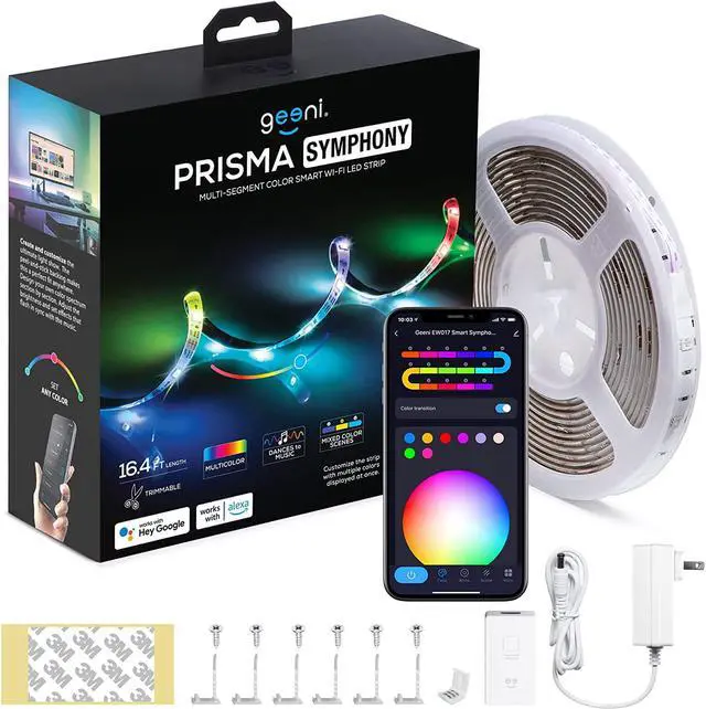 Main image of Prisma Symphony Smart LED Strip Lights RGBIC Neon Color Changing WiFi Lights with App Remote Control and Music Sync Compatible with Alexa and Google Home 16.4 ft