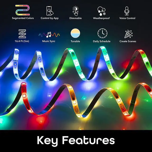 Alt view image 2 of 7 - Prisma Symphony Smart LED Strip Lights RGBIC Neon Color Changing WiFi Lights with App Remote Control and Music Sync Compatible with Alexa and Google Home 16.4 ft