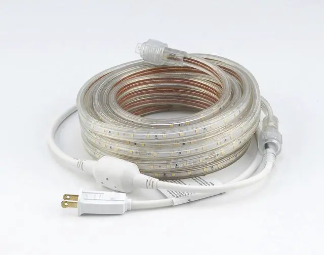 Alt view image 3 of 7 - UL Listed 50 Feet 5500 Lumen 6000K Pure White Dimmable 110-120V AC Flexible Flat LED Strip Rope Light 930 Units 3528 SMD LEDs Indoor Outdoor Use Accessories Included Ready to use