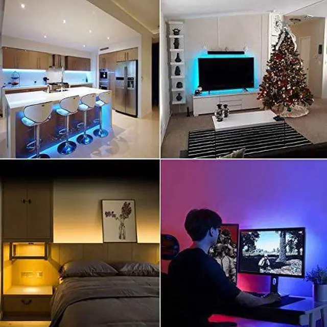 Alt view image 3 of 5 - Battery Powered Led Strip Lights Flexible Color Changing RGB LED Light Strip 5050 3M/9.8FT 90 LEDs 5V Battery-Powered with Controller