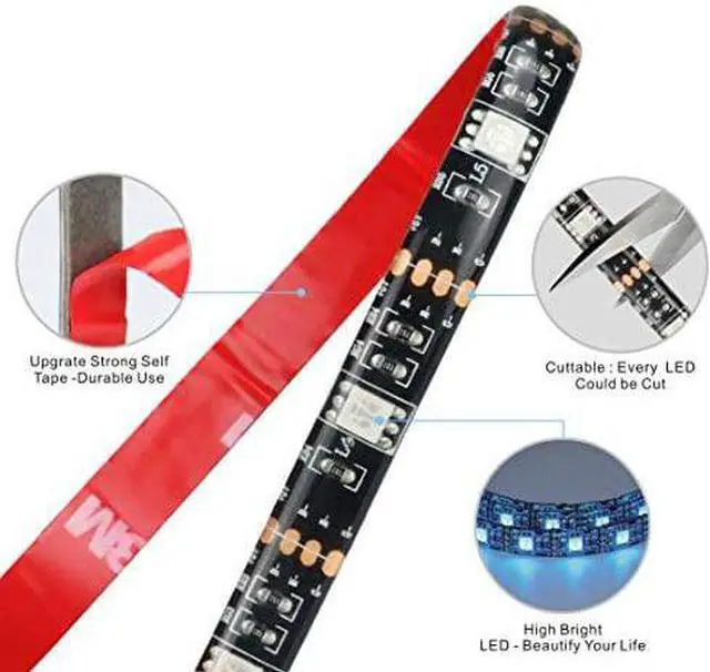 Alt view image 5 of 5 - Battery Powered Led Strip Lights Flexible Color Changing RGB LED Light Strip 5050 3M/9.8FT 90 LEDs 5V Battery-Powered with Controller
