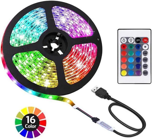 Main image of 6.56 feet USB LED Strip Lights DIY Indoor Decoration TV Backlight 24 Keys Remote