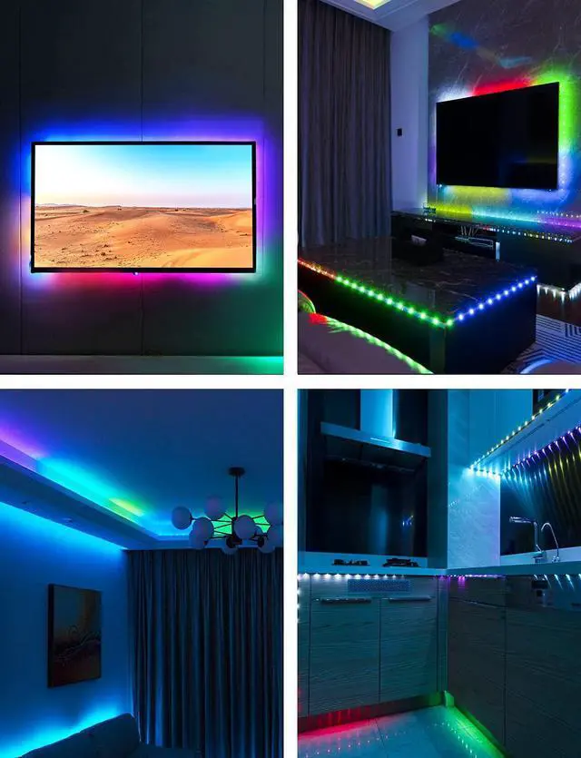 Alt view image 7 of 7 - LED Lights for TV 9.8FT TV Led Backlight Behind Lights for 32-60inch USB Led Light Strip Glow RGBICW Color Changing Sync with Music Bluetooth APP Control Led Lighting for Bedroom
