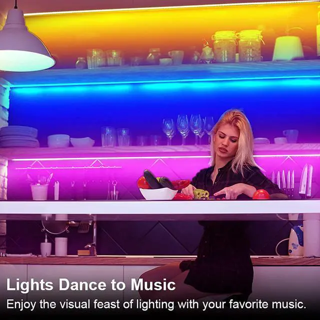 Alt view image 3 of 7 - 10 PCS RGB Under Cabinet Lighting Kit App and Remote Control Led Strip Lights Music Sync Color Changing Led Lights with ETL Listed Power Adapter for Cabinet Counter Shelf Bookcase 16.4ft