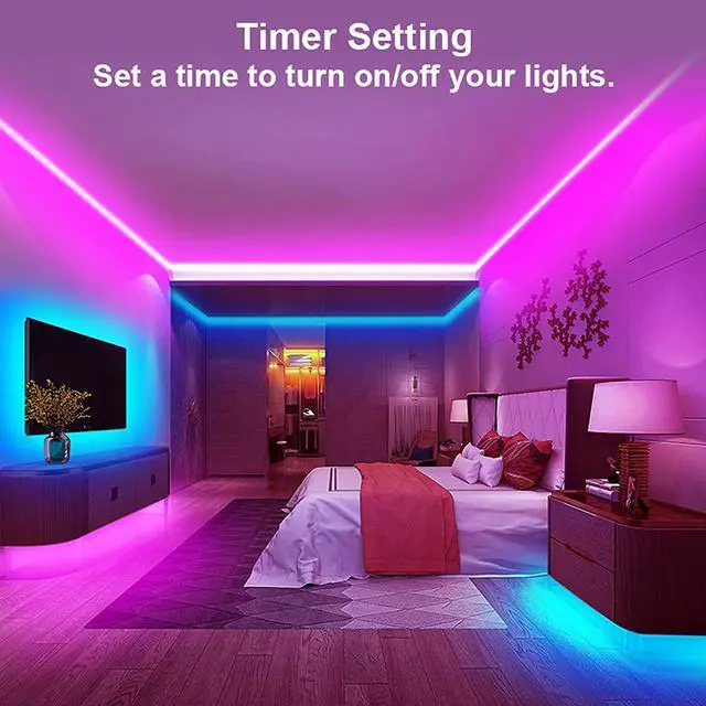 Alt view image 4 of 7 - 10 PCS RGB Under Cabinet Lighting Kit App and Remote Control Led Strip Lights Music Sync Color Changing Led Lights with ETL Listed Power Adapter for Cabinet Counter Shelf Bookcase 16.4ft