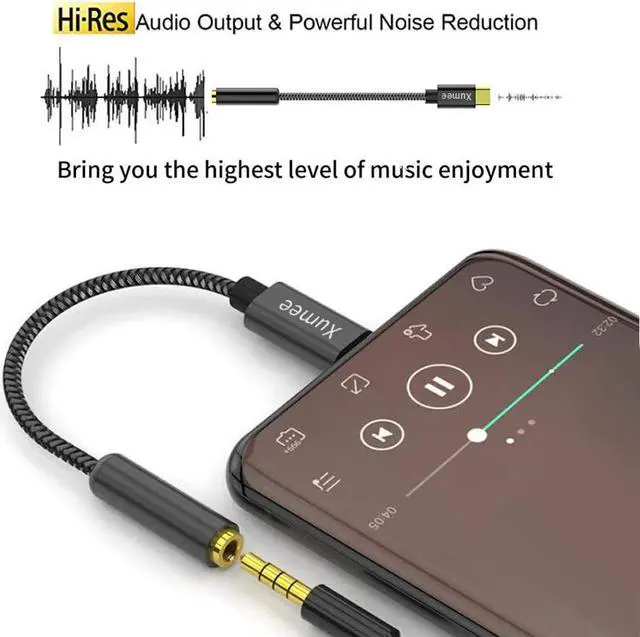 Alt view image 3 of 7 - USB C to 3.5mm Headphone Adapter - USB Type C to AUX Audio Jack Hi-Res DAC Dongle Cable Cord Compatible with iPhone 15 Pro Max  Galaxy S24 S23 S22 S21 FE Ultra S20+ Plus