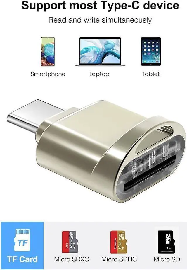 Alt view image 2 of 7 - USB C Micro SD Card Reader (Pack of 2 Pcs) BorlterClamp Type C OTG TF Memory Card Reader Compatible with Laptop MacBook Tablet Smartphone