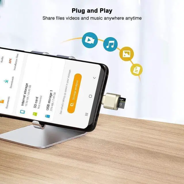 Alt view image 3 of 7 - USB C Micro SD Card Reader (Pack of 2 Pcs) BorlterClamp Type C OTG TF Memory Card Reader Compatible with Laptop MacBook Tablet Smartphone