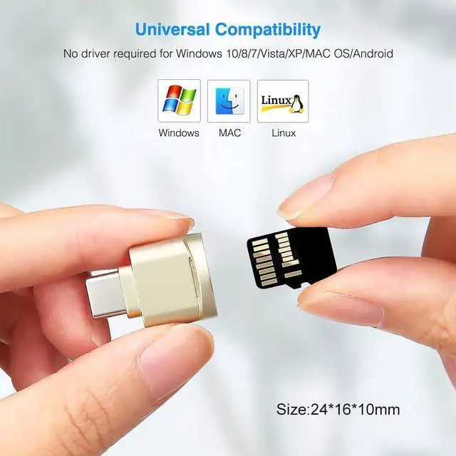 Alt view image 6 of 7 - USB C Micro SD Card Reader (Pack of 2 Pcs) BorlterClamp Type C OTG TF Memory Card Reader Compatible with Laptop MacBook Tablet Smartphone
