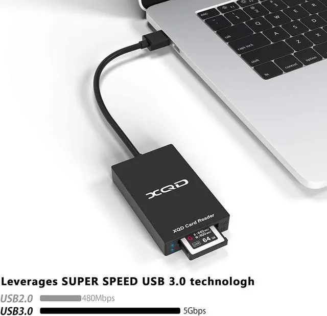 Alt view image 3 of 7 - XQD Card Reader USB 3.0 XQD/SD Card Reader Dual Slot Memory Card Reader 5Gpbs Super Speed Support Sony G/M Series Lexar 2933x/1400x USB Mark XQD Card SD Card for Windows/Mac OS