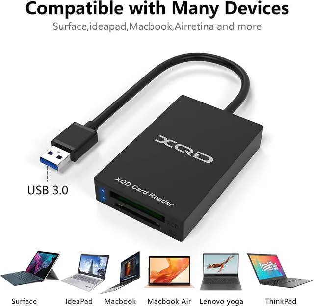 Alt view image 4 of 7 - XQD Card Reader USB 3.0 XQD/SD Card Reader Dual Slot Memory Card Reader 5Gpbs Super Speed Support Sony G/M Series Lexar 2933x/1400x USB Mark XQD Card SD Card for Windows/Mac OS