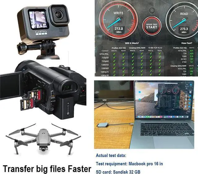 Alt view image 5 of 7 - UHS-II High Speed Card Reader USB C SD 4.0 Memory Card Reader for SDXC SDHC SD MMC Micro SDXC Micro SD Micro SDHC Card UHS-II UHS-I Cards Compatible with MacBook Pro iPad Pro  S21