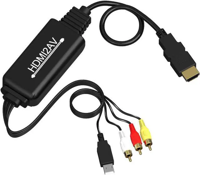 Main image of HDMI to RCA Converter HDMI to RCA Cable Adapter 1080P HDMI to AV 3RCA CVBs Composite Video Audio Supports NTSC for PC Laptop HDTV DVD VHC VCR