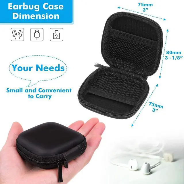 Alt view image 5 of 7 - Earbud Case, Cridoz Earphone Case Headphone EVA Earbud Holder with Stainless Steel Carabiner Cell Phone Accessories Organizer Mini Earbud Pouch for Wireless Earbuds, Bluetooth Headset, SD Memory Card