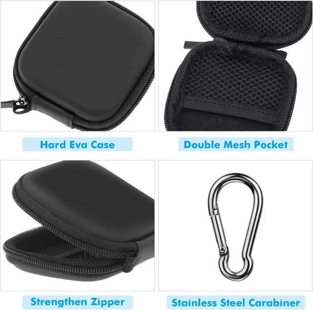 Alt view image 3 of 7 - Earbud Case, Cridoz Earphone Case Headphone EVA Earbud Holder with Stainless Steel Carabiner Cell Phone Accessories Organizer Mini Earbud Pouch for Wireless Earbuds, Bluetooth Headset, SD Memory Card