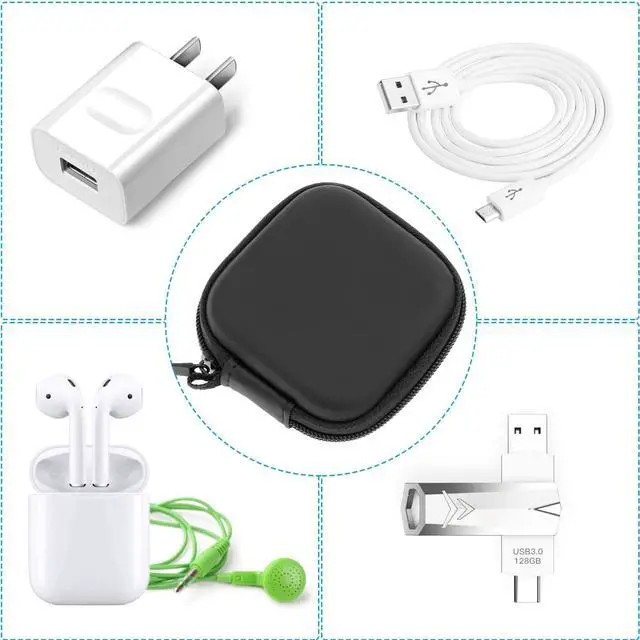 Alt view image 6 of 7 - Earbud Case, Cridoz Earphone Case Headphone EVA Earbud Holder with Stainless Steel Carabiner Cell Phone Accessories Organizer Mini Earbud Pouch for Wireless Earbuds, Bluetooth Headset, SD Memory Card