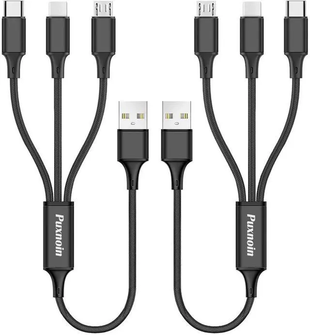 Alt view image 8 of 13 - Multi Charging Cable 2Pack Multi Charger Cable Short 1FT Braided Universal 3 in 1 Multiple USB Cable Charging Cord with Type-C Micro USB Port Connectors for Cell Phone Tablets