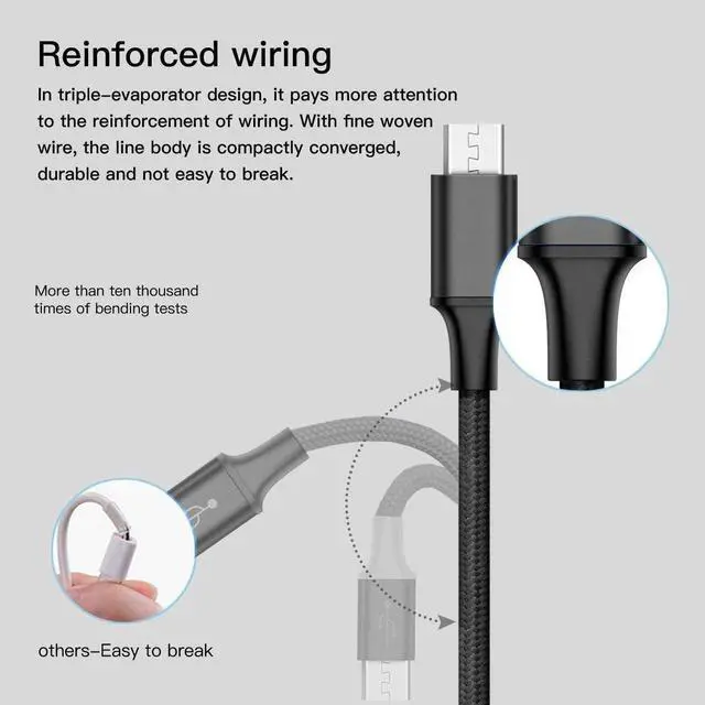 Alt view image 12 of 13 - Multi Charging Cable 2Pack Multi Charger Cable Short 1FT Braided Universal 3 in 1 Multiple USB Cable Charging Cord with Type-C Micro USB Port Connectors for Cell Phone Tablets