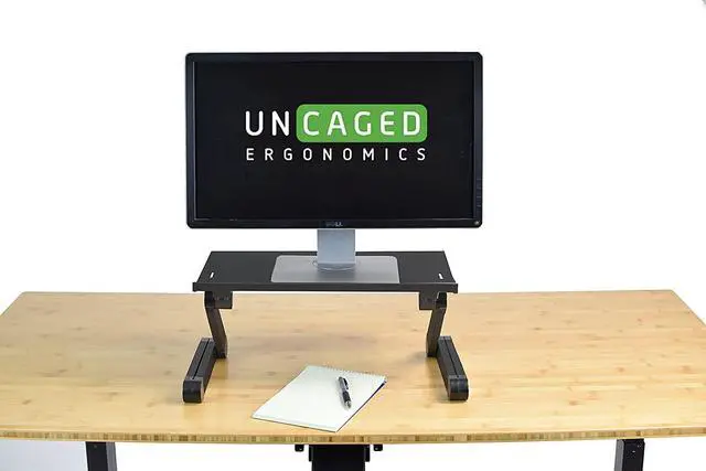 Alt view image 9 of 14 - WorkEZ Monitor Stand ergonomic adjustable height and angle single computer monitor riser. Portable folding aluminum holder mount for desktop pc monitors screens organizer black