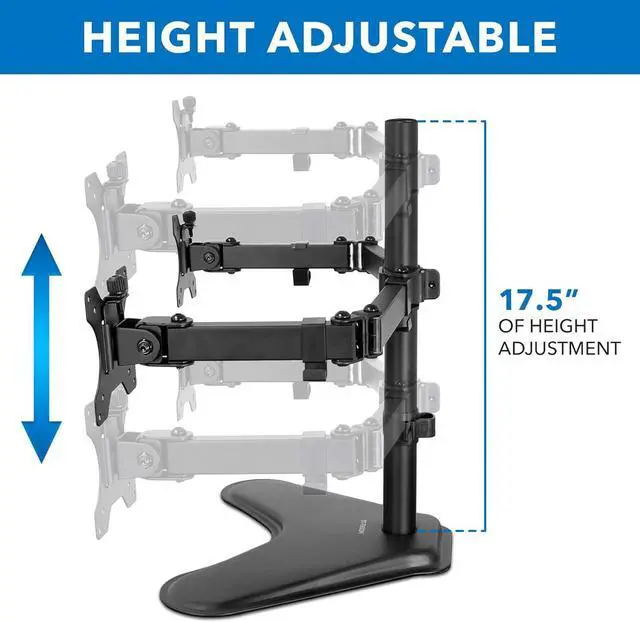 Alt view image 7 of 7 - Mount-It! Dual Monitor Stand for Desk - Double Monitor Mount for 2 Screens up to 32 Inch and 17 Lbs - Free-Standing Base Swivel, Tilt, Rotates 360 Adjustable Arms - VESA Compatible High Grade Steel