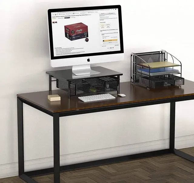 Alt view image 3 of 4 - Simple Houseware Computer Monitor Riser with Drawer, Black