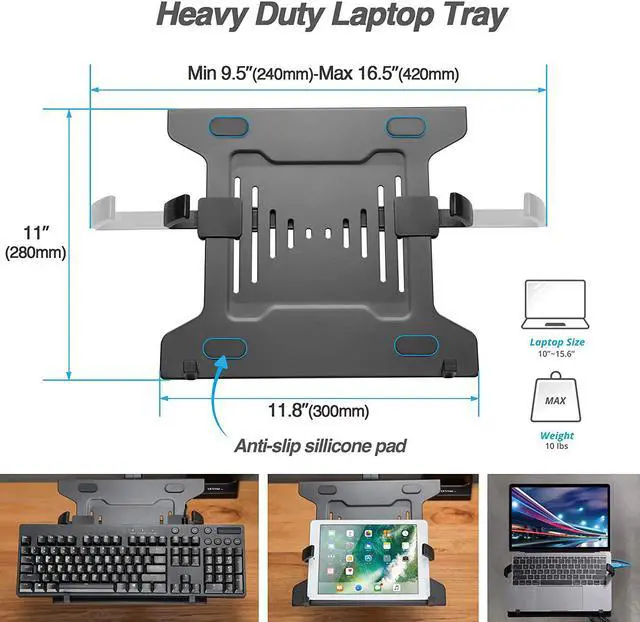 Alt view image 3 of 7 - AVLT Laptop and Monitor Arm - Mount 15.6" Notebook and 32" Monitor on 2 Full Motion Adjustable Arms - Organize Your Work Surface with Ergonomic VESA Monitor Mount