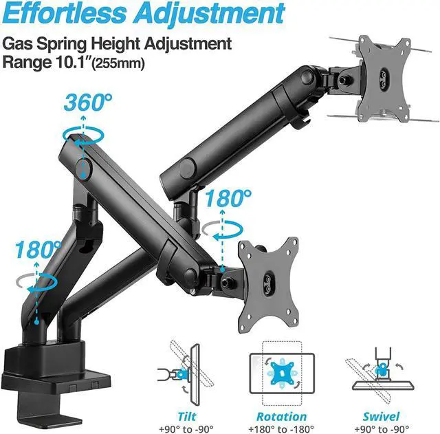 Alt view image 4 of 7 - AVLT Laptop and Monitor Arm - Mount 15.6" Notebook and 32" Monitor on 2 Full Motion Adjustable Arms - Organize Your Work Surface with Ergonomic VESA Monitor Mount