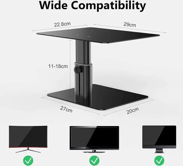 Alt view image 6 of 7 - Nillkin Monitor Stand Riser for Desk, Adjustable Height Computer Monitor Stand, Ergonomic Aluminum Computer Desk Holder for iMac,MacBook, Dell, HP, Lenovo and Other Screen Display, Black