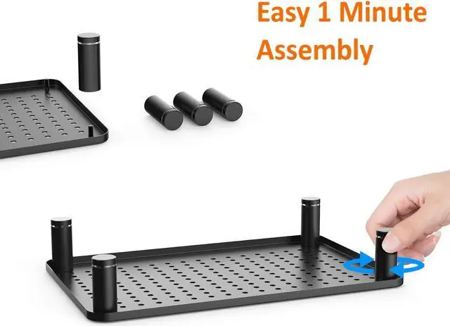 Alt view image 6 of 7 - Husky Mounts Monitor Riser Laptop Stand, Adjustable Legs, Stackable, 14.5" x 9.25" x 3.25" Max Height, Matte Black Steel, 1 Stand