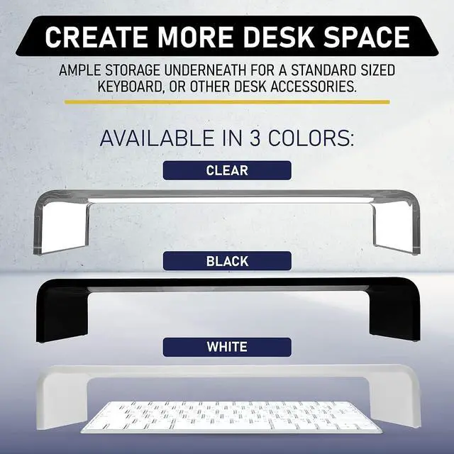 Alt view image 7 of 7 - Dasher Products Acrylic Laptop Stand with Matching Pen Holder, Contemporary Design, Ergonomic Viewing Position, Raises Monitor 3 inches, 12mm Thick Clear Acrylic, No More Clutter