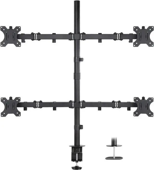 Main image of Mount-It! 4 Monitor Stand | Quad Monitor Desk Mount | Fits Four Computer Screens 19 21 24 27 29 30 32 Inches | Heavy Duty Height Adjustable Arms | VESA 75 100 Compatible | C-Clamp and Grommet Bases
