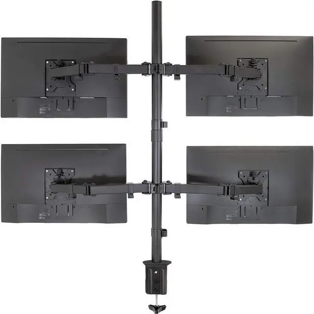 Alt view image 5 of 7 - Mount-It! 4 Monitor Stand | Quad Monitor Desk Mount | Fits Four Computer Screens 19 21 24 27 29 30 32 Inches | Heavy Duty Height Adjustable Arms | VESA 75 100 Compatible | C-Clamp and Grommet Bases