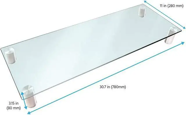Alt view image 8 of 18 - Monoprice Multimedia Riser Desktop Monitor Stand - Clear Glass, Large 30.8 x 11 Inches - Workstream Collection