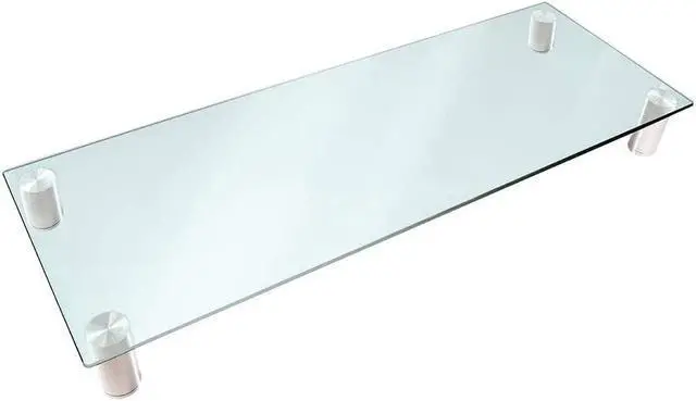 Alt view image 9 of 18 - Monoprice Multimedia Riser Desktop Monitor Stand - Clear Glass, Large 30.8 x 11 Inches - Workstream Collection